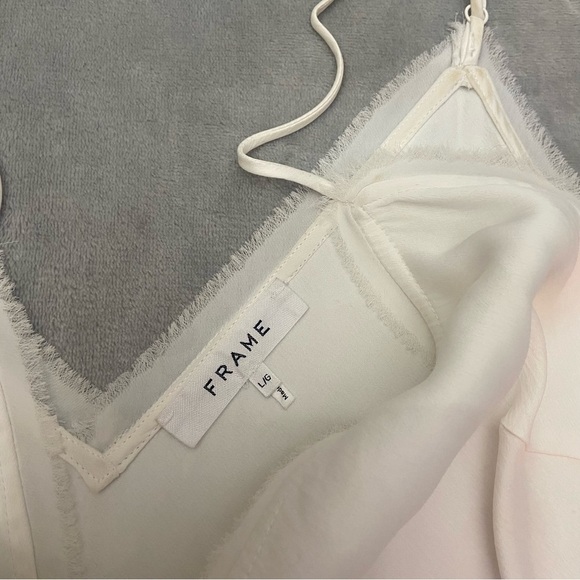 Frame Off-White Frayed Satin Cami Top 21887 - Picture 6 of 11